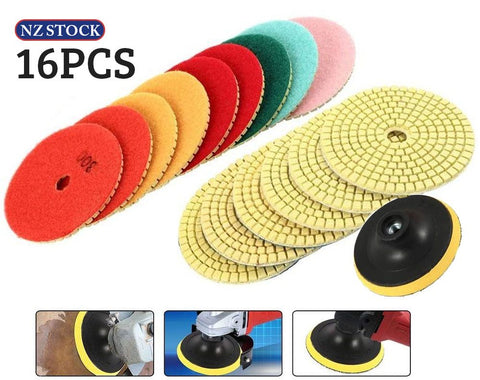 16pcs Diamond Polishing Pads Kit for Granite Stone Concrete