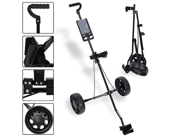 Foldable Golf Trundler Cart Push Pull Trolley with Wheels Portable Caddy