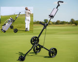 Foldable Golf Trundler Cart Push Pull Trolley with Wheels Portable Caddy
