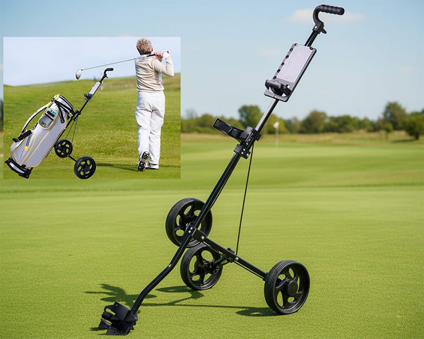 Foldable Golf Trundler Cart Push Pull Trolley with Wheels Portable Caddy