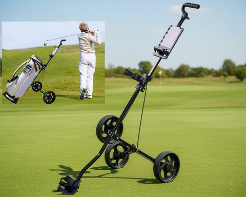 Foldable Golf Trundler Cart Push Pull Trolley with Wheels Portable Caddy