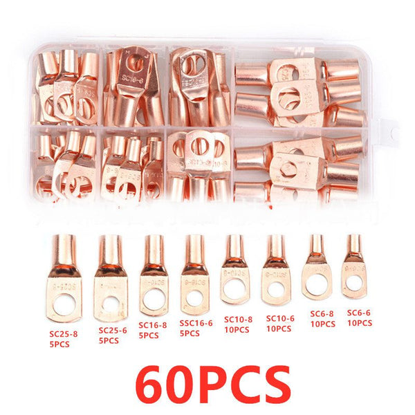 60 x Copper Ring Lug Terminal Battery Wire Bare Cable Crimp Connector SC
