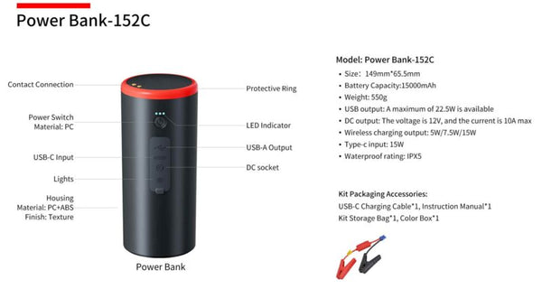 Car Jump Starter Power Bank Tire Inflator Pump Vacuum Cleaner Car Washer
