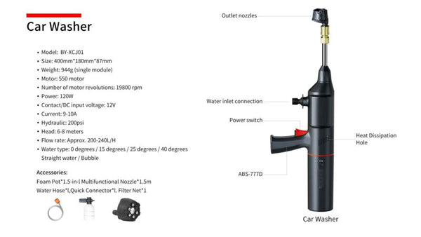 Car Jump Starter Power Bank Tire Inflator Pump Vacuum Cleaner Car Washer