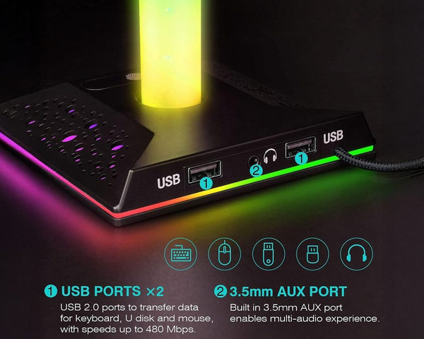 RGB Headphone Stand USB C
