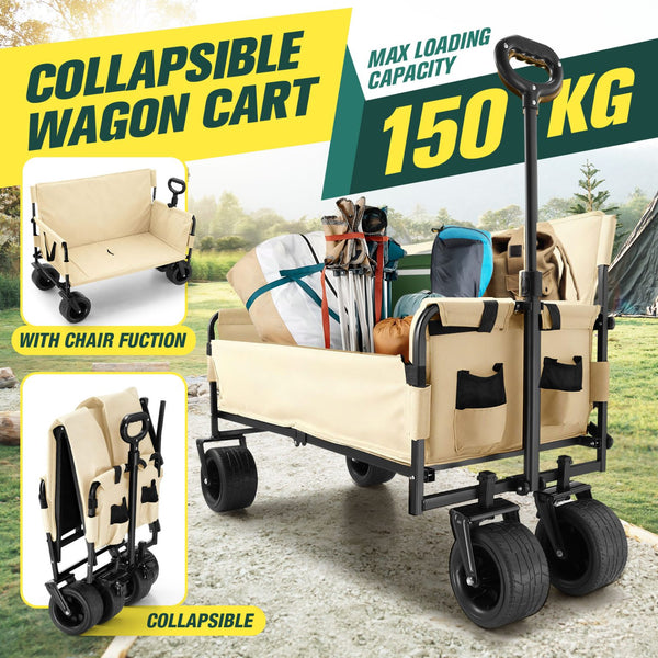 Foldable Beach Trolley Cart Wagon