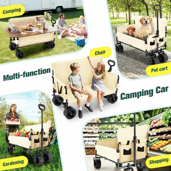 Foldable Beach Trolley Cart Wagon