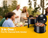 3 In 1 Barrel Charcoal Smoker BBQ Grill with Chimney - 3 Tier BBQ Smoker