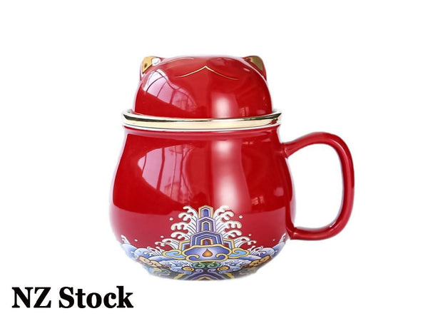 Ceramic Tea Mug Cup with Infuser and Lid