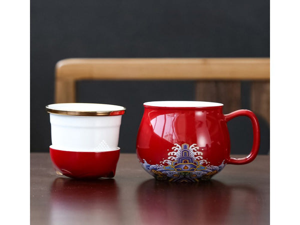 Ceramic Tea Mug Cup with Infuser and Lid
