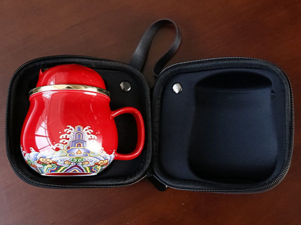 Ceramic Tea Mug Cup with Infuser and Lid