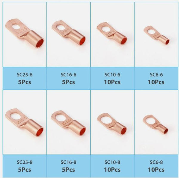 60 x Copper Ring Lug Terminal Battery Wire Bare Cable Crimp Connector SC