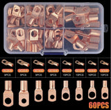 60 x Copper Ring Lug Terminal Battery Wire Bare Cable Crimp Connector SC