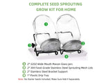 2-Pack Mason Jar Growing Sprouting Kit with Stainless Steel Mesh Lids and Stands
