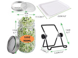 2-Pack Mason Jar Growing Sprouting Kit with Stainless Steel Mesh Lids and Stands