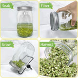 2-Pack Mason Jar Growing Sprouting Kit with Stainless Steel Mesh Lids and Stands