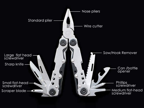 Multitool Pliers, Stainless Steel 12-in-1 Camping & Survival