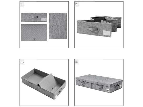 Underbed Storage Bin with Lid, Foldable, 81x41x15cm, Grey