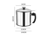 Stainless Steel Oil Filter Pot 1.8L Storage Can with Mesh