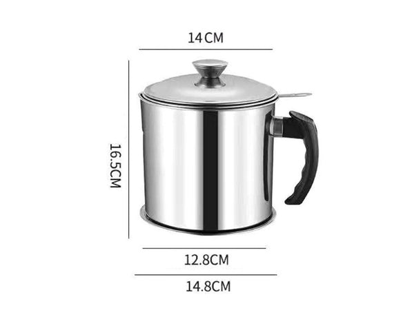 Stainless Steel Oil Filter Pot 1.8L Storage Can with Mesh