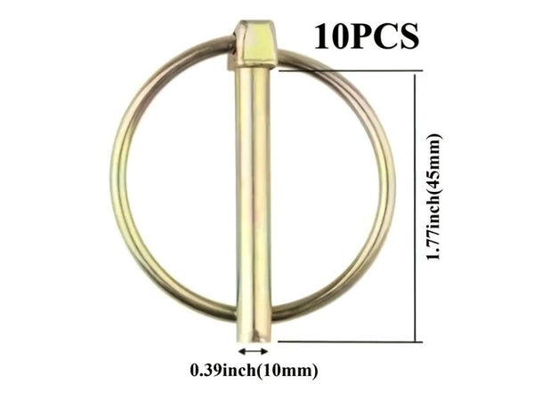 10pc M10 Tractor Lynch Pins - Carbon Steel Trailer Locking Set