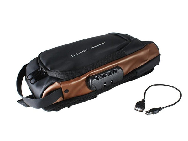 Anti-Theft Oxford Crossbody Bag with USB & Password Lock