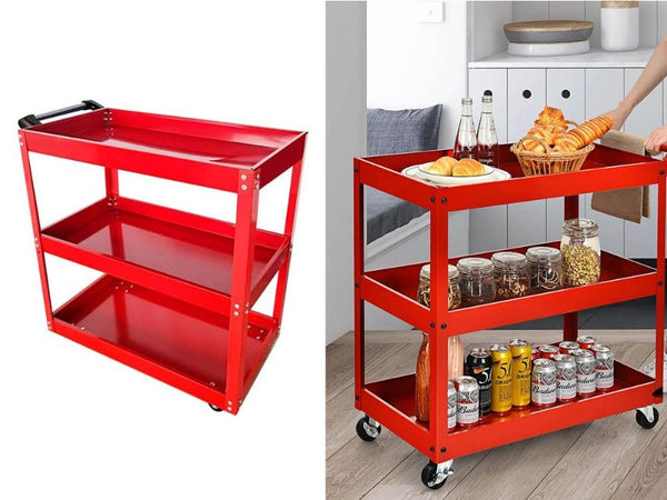 Heavy-Duty 3-Tier Rolling Tool Trolley Cart 100kg