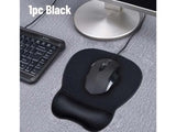 Ergonomic Mouse Pad with Soft Silicone Wrist Rest Black