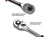 1/2" Drive Ratchet Socket Set, 12pc Metric 8-24mm
