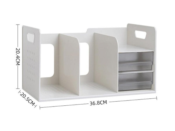 White Desktop Organiser with Drawers & Pen Holder for Office