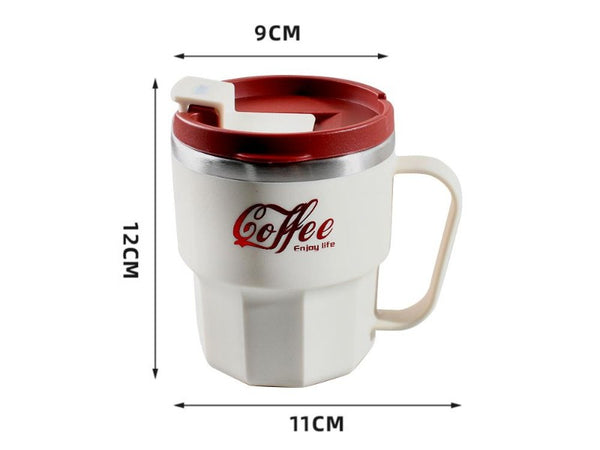 400ml SS304 Insulated Coffee Mug w/ Lid & Handle