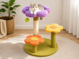 Flower Cat Tree Tower - 3-Ply Small Kitten Scratching Post
