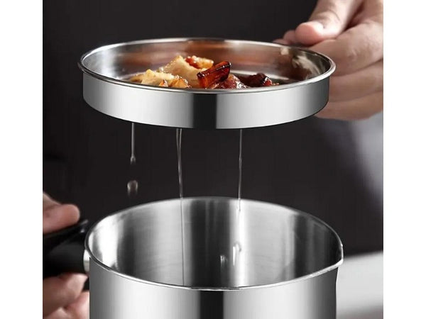 Stainless Steel Oil Filter Pot 1.8L Storage Can with Mesh
