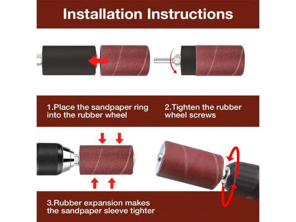 20pc Drum Sanding Kit Rubber Spindle Sander Set for Drill Press