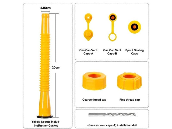 Fuel Can Nozzle Replacement Set - Leak-Proof Flexible Spout