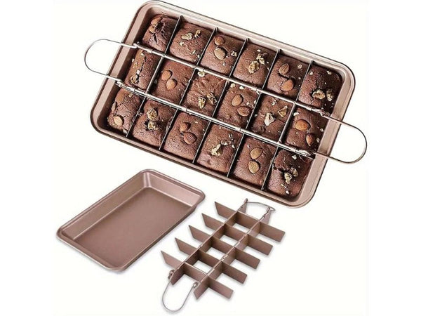 Non-Stick 18-Cavity Brownie Pan with Removable Divider