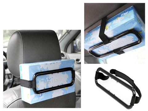 Car Tissue Box Holder (Sun Visor/Back Seat Mount)
