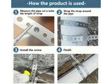 Galvanized Metal Pipe Strap for Downpipe, Fence, Garden