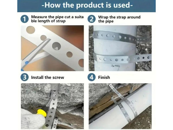 Galvanized Metal Pipe Strap for Downpipe, Fence, Garden