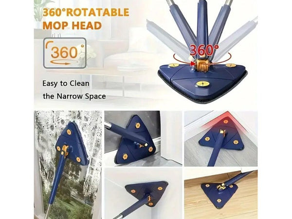 Telescopic Triangle Mop w/ 5 Pads & Auto-Squeeze