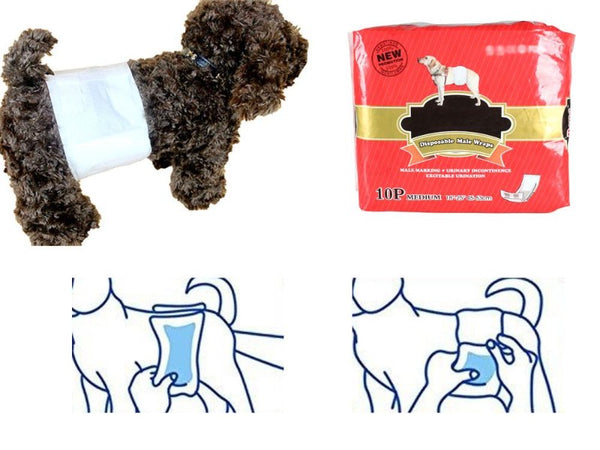 Male Dog Wrap Diapers 10pcs - M
