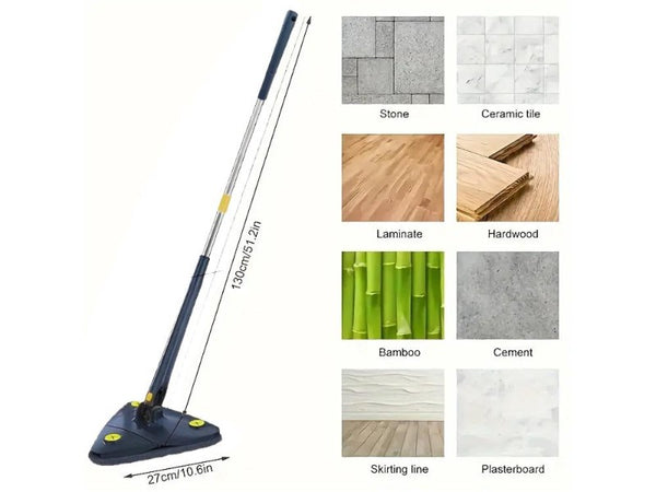 Telescopic Triangle Mop w/ 5 Pads & Auto-Squeeze