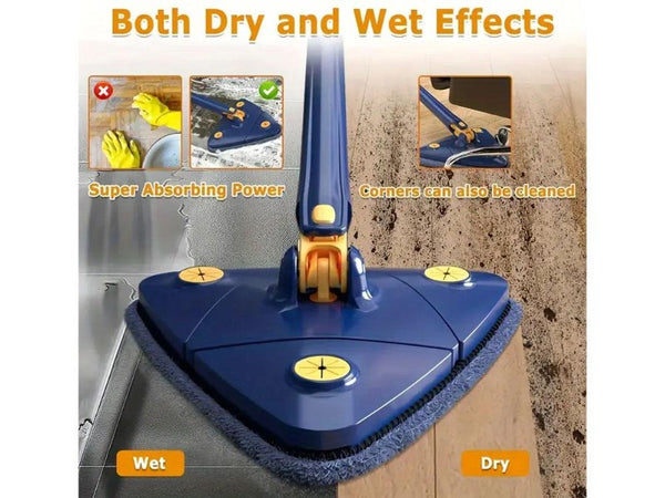 Telescopic Triangle Mop w/ 5 Pads & Auto-Squeeze