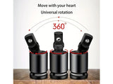 3pc 360 Degree Rotating Universal Joint Socket Adapter Set