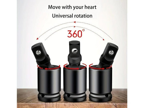 3pc 360 Degree Rotating Universal Joint Socket Adapter Set