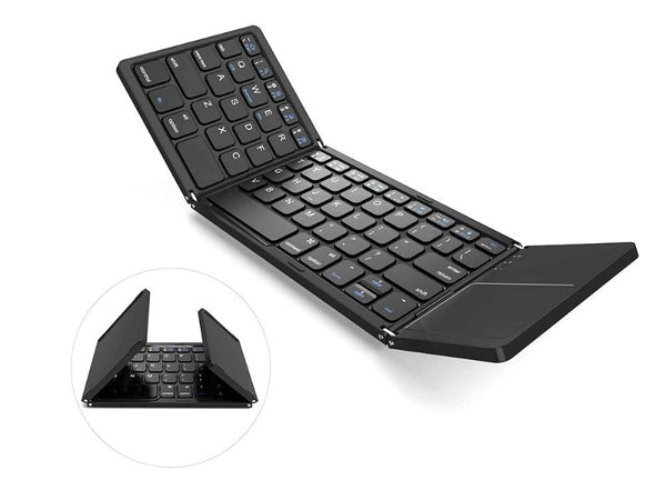 64-Key Foldable Wireless Bluetooth Keyboard with Touchpad