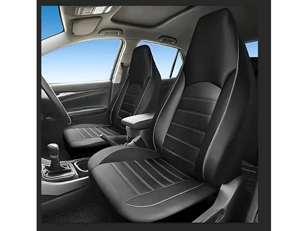 PU Leather Universal Car Seat Covers - 2pc Front Seat Pair Black