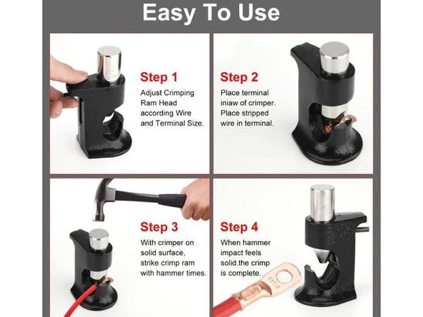 Hammer Cable Lug Crimper Tool Heavy Duty Wire Terminal Crimp