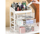 3-Tier Desktop Storage Box Clear Drawers Organizer White