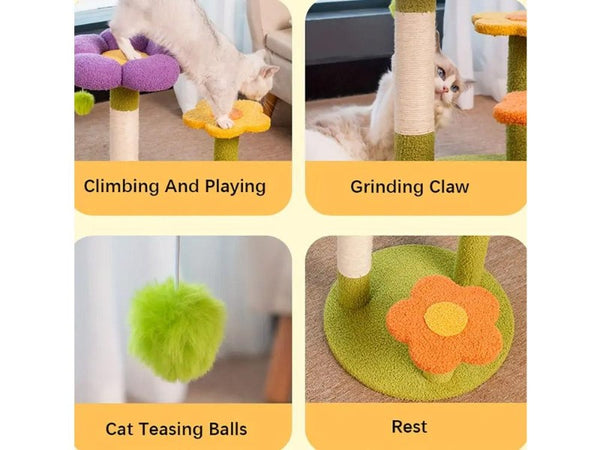 Flower Cat Tree Tower - 3-Ply Small Kitten Scratching Post
